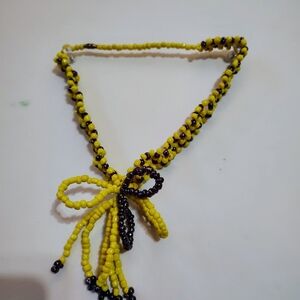 Yellow and Black Beaded Necklace
